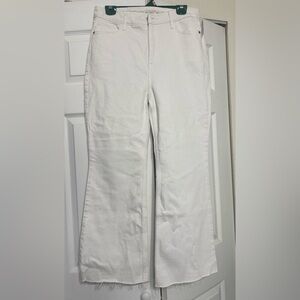 NWT Old Navy Calla Lily 451 white high rise Wide-Leg Pants raw hem size 10